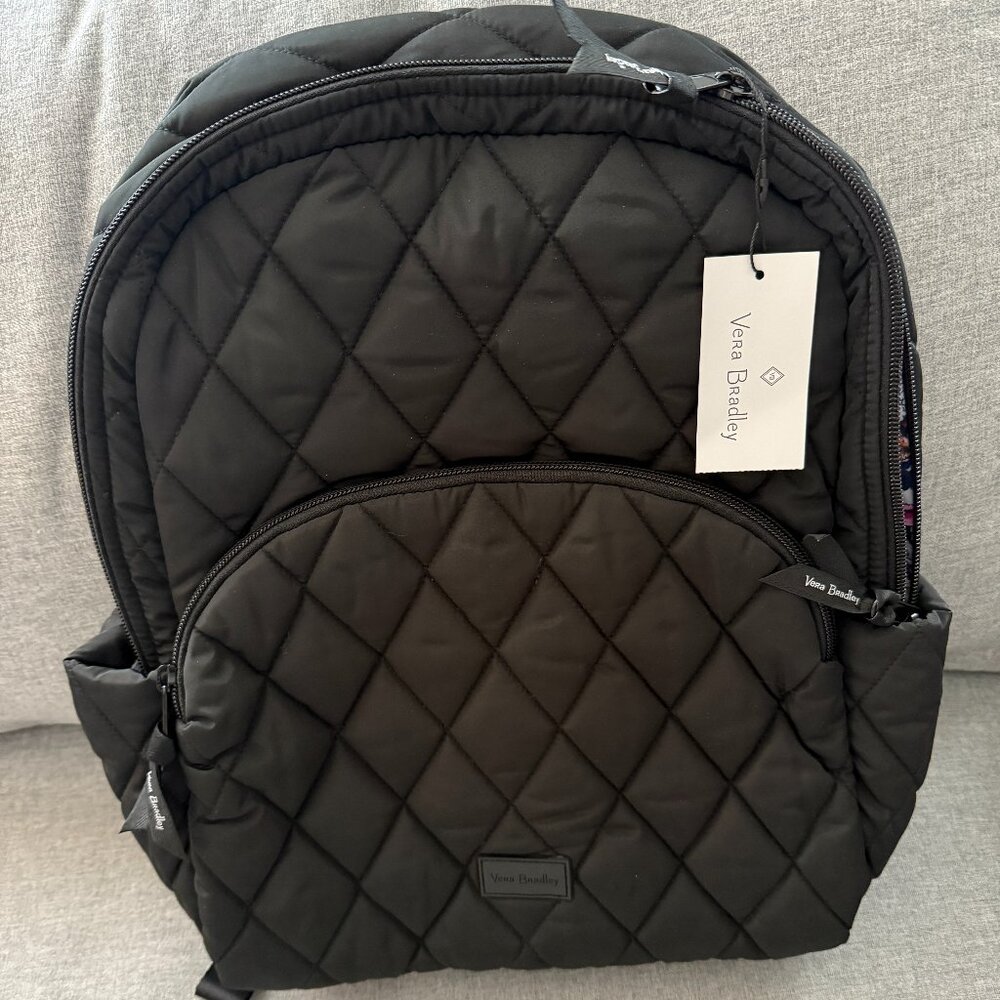 NWT Vera Bradley quilted essential backpack in black